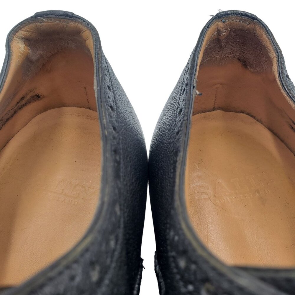 Vintage Bally Switzerland Dress Shoes Men size 9.5 Black Leather Wingtip Oxfords - Picture 11 of 14